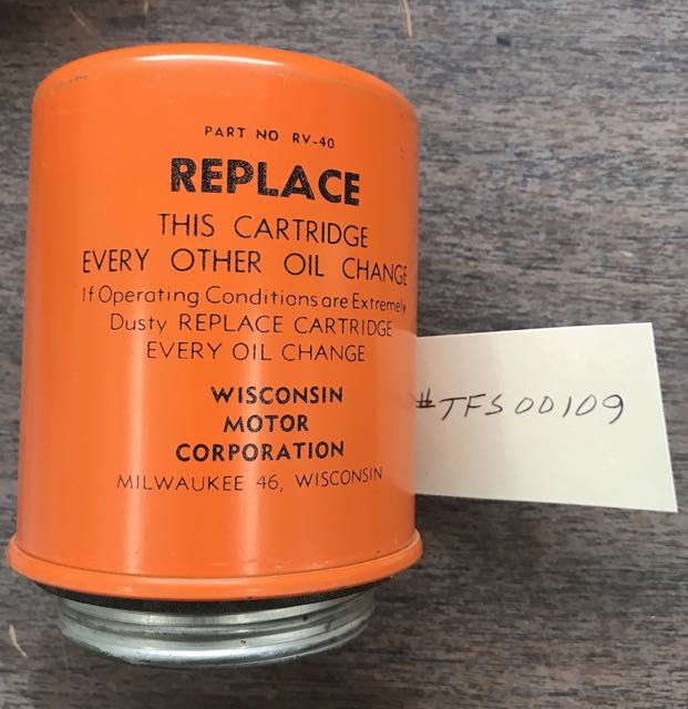 #TFS00109
Oil Filter, Wisconsin #RV-40
Fits: Many Small Engines
NOS
$12